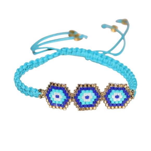 Handmade Beaded Evil Eye Bracelet NWOT - Picture 1 of 2